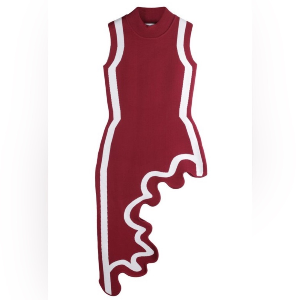 NWT PH5 Iris Maroon Brooklyn Wavy Asymmetric Dress. XS - Picture 4 of 6